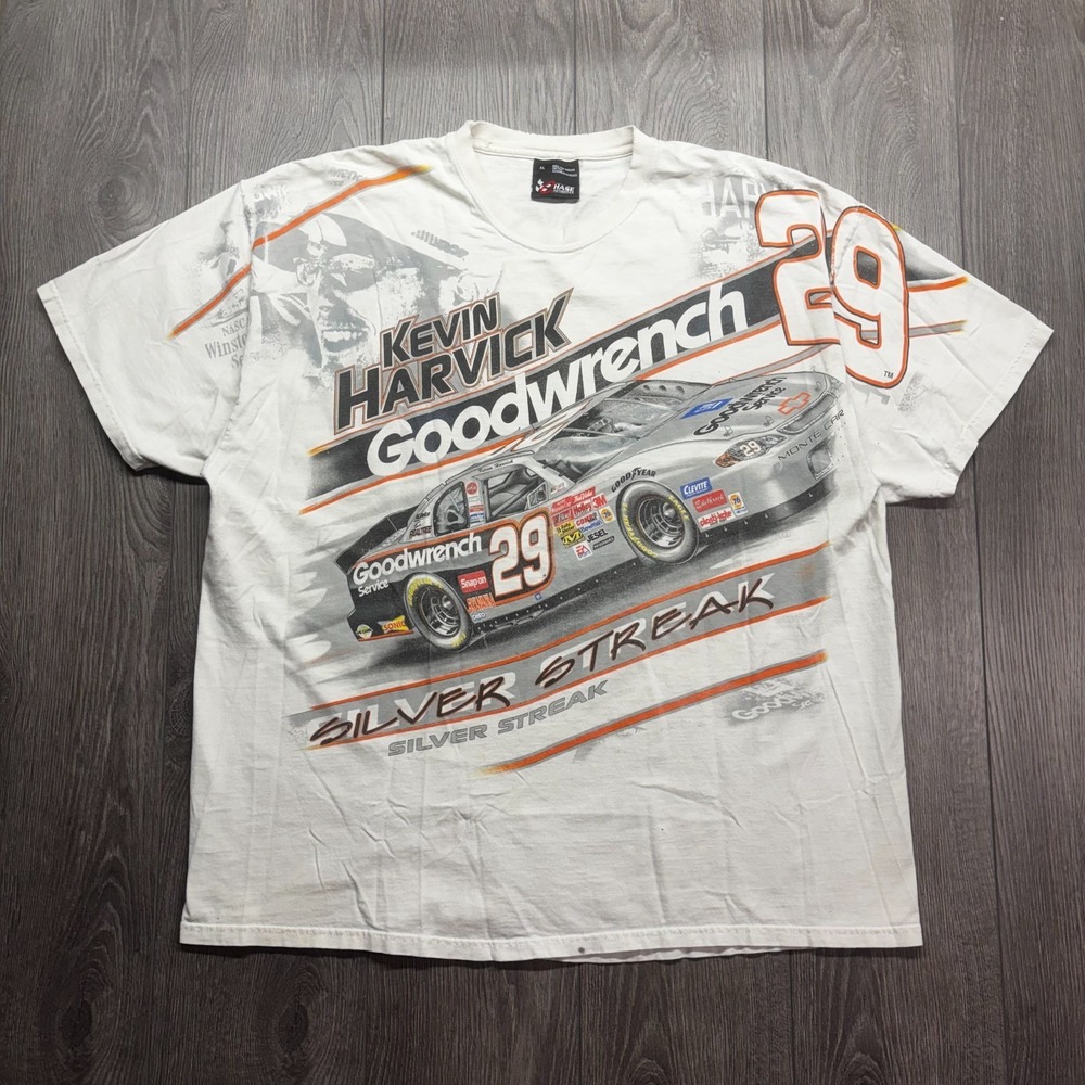 Chase Authentics Kevin Harvick All Over Print White T Shirt XL Vintage